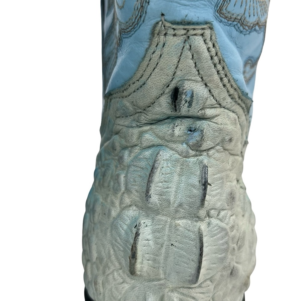 Rogers Turquoise Croc-Embossed Cowboy Boots - Picture 14 of 16